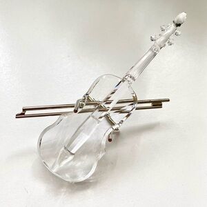 Original Swarovski Crystal Glass Violin Figurine with Bow and Stand